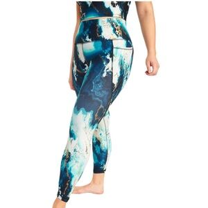 Old Navy High-Waisted PowerSoft Blue Marble Leggings 2XL